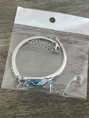 Silver Bracelet with Blue Crystal Accent - Women Jewelry